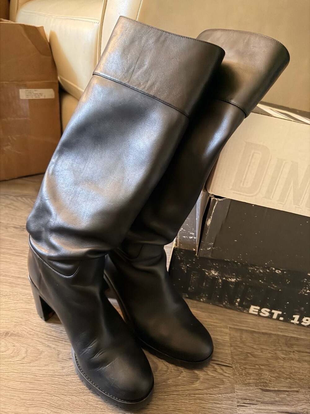 Christian Louboutin Knee High Boots Size 38.5 Black Leather